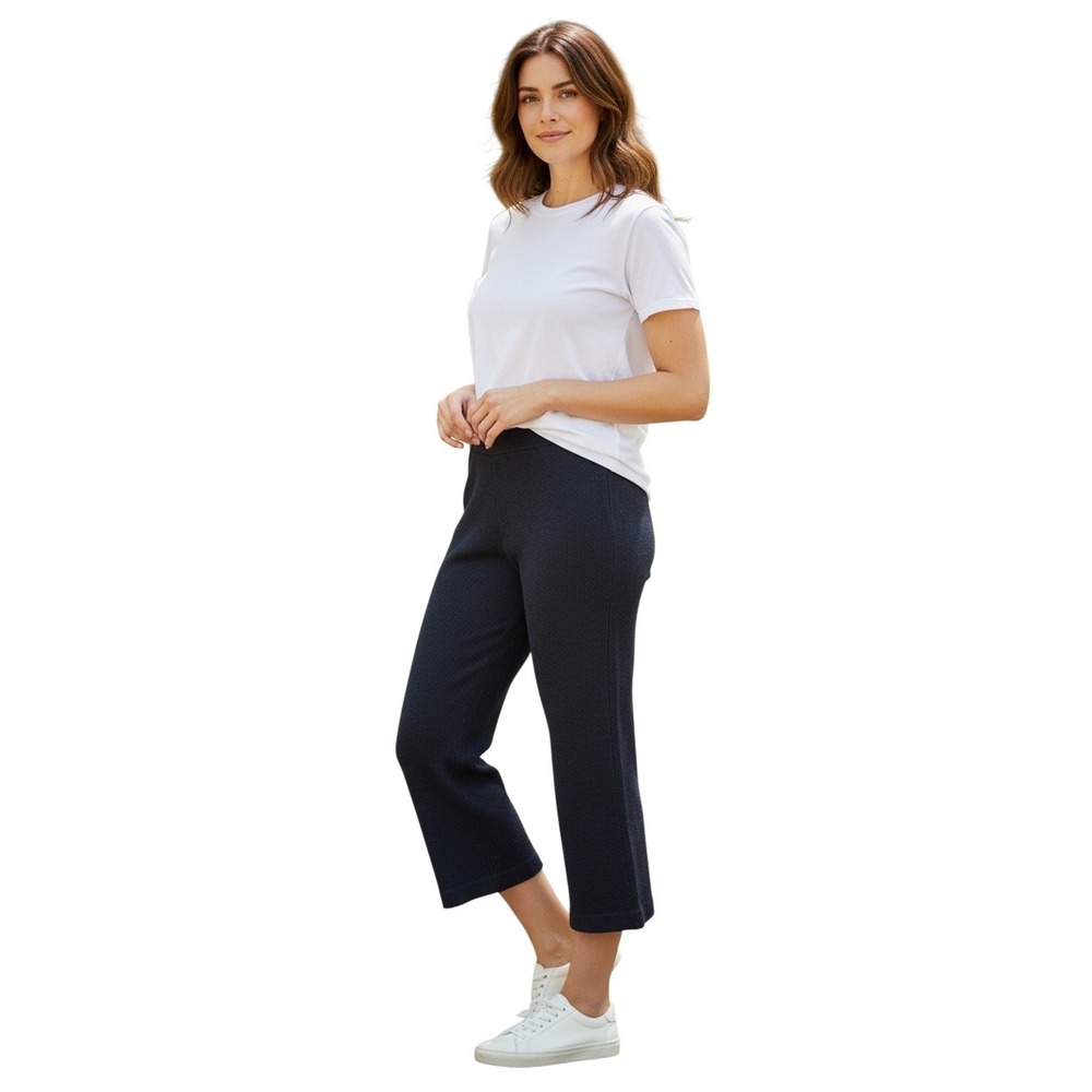 St. John Collection Santana Knit Cropped Pants Black Wool Blend Size 10